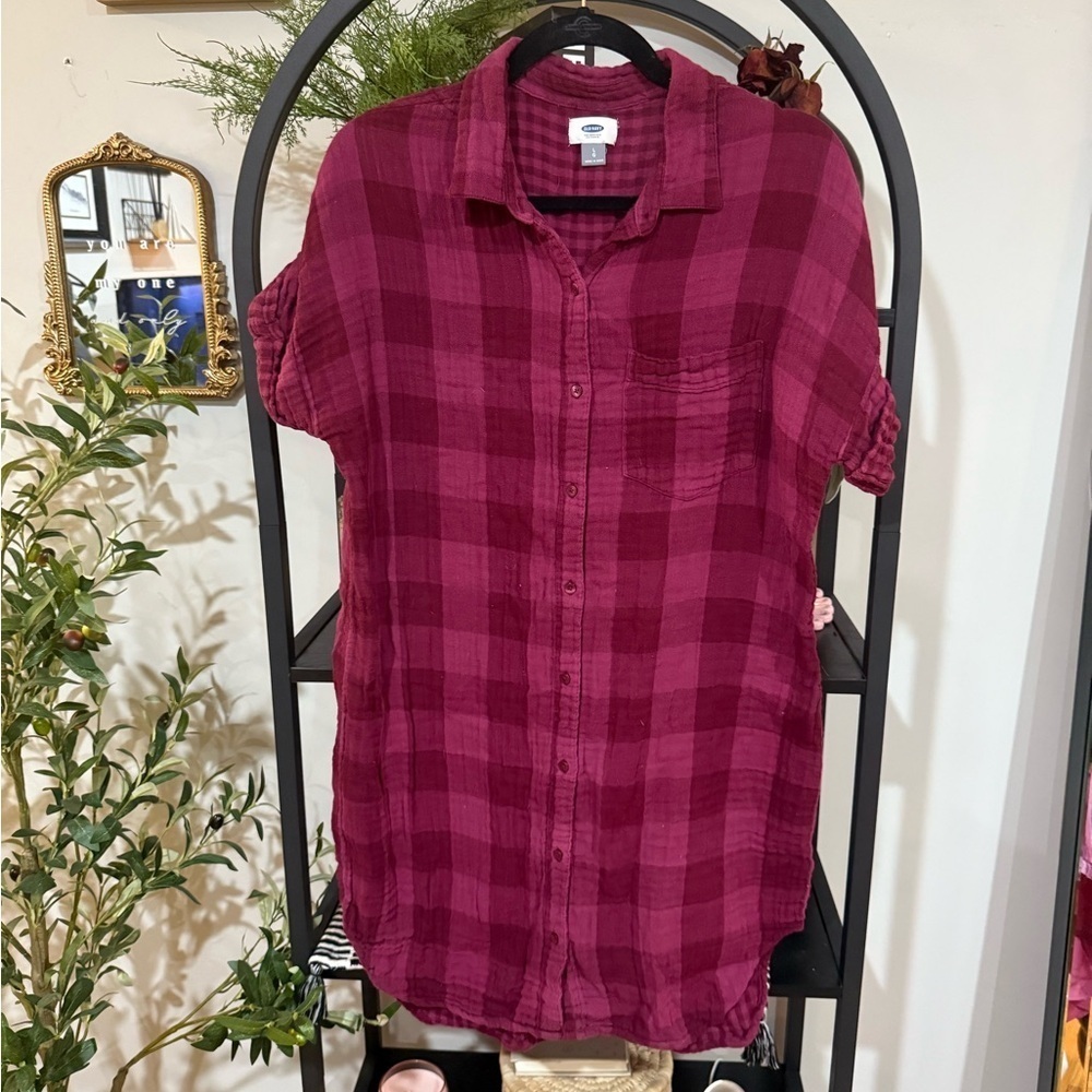 Old Navy Burgundy Plaid Mini Dress size large